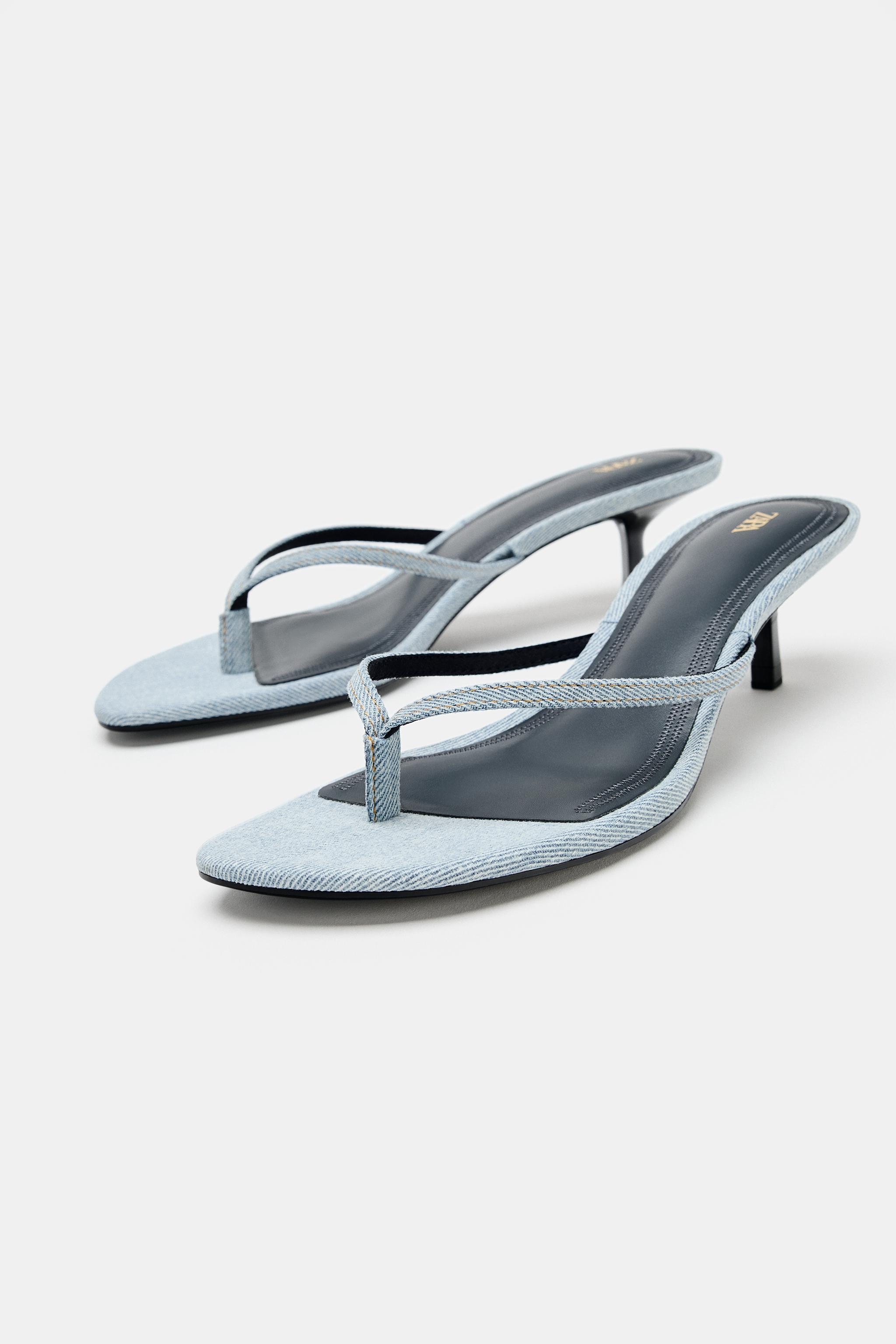 DENIM KITTEN HEEL