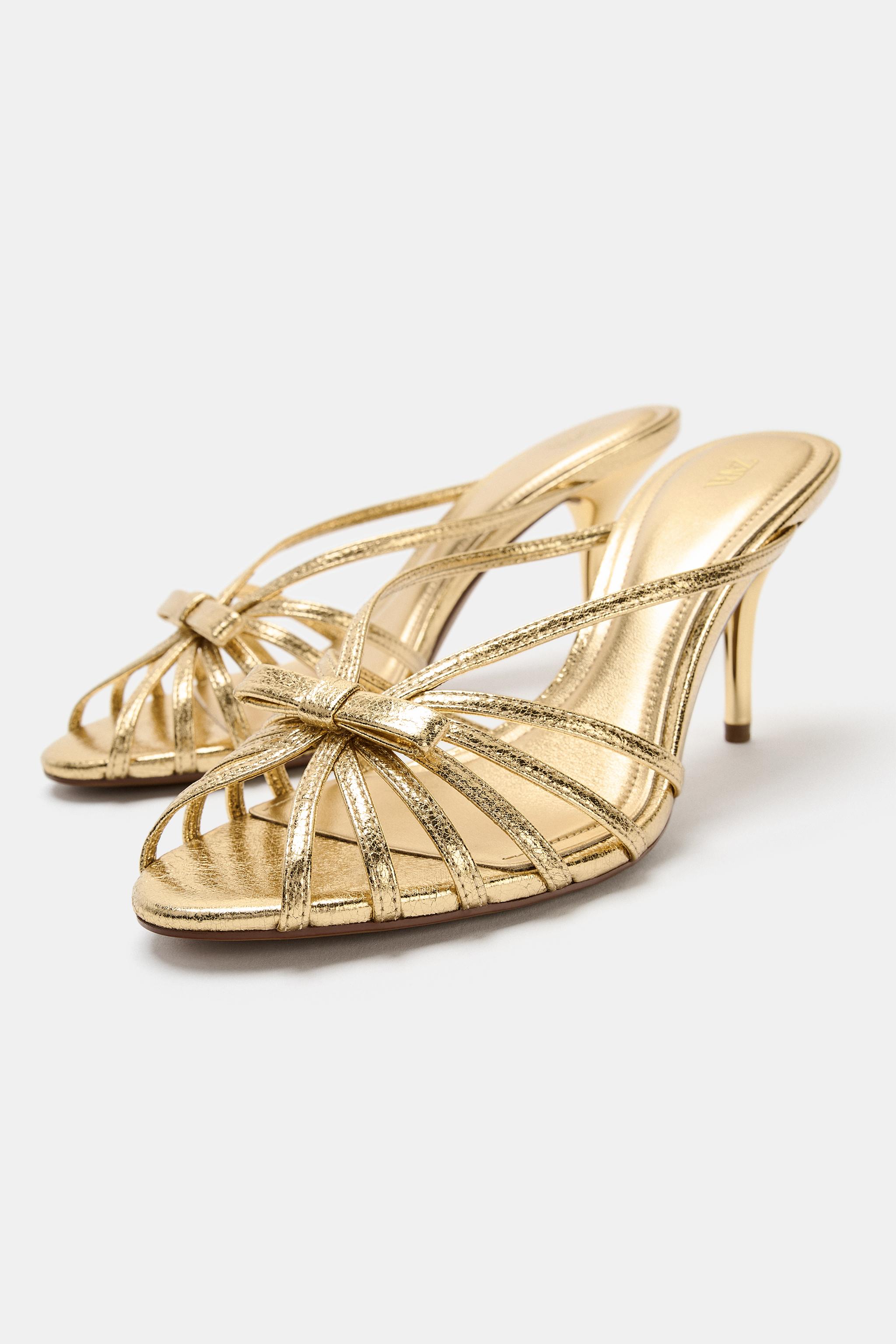 METALLIC BOW HIGH-HEELS