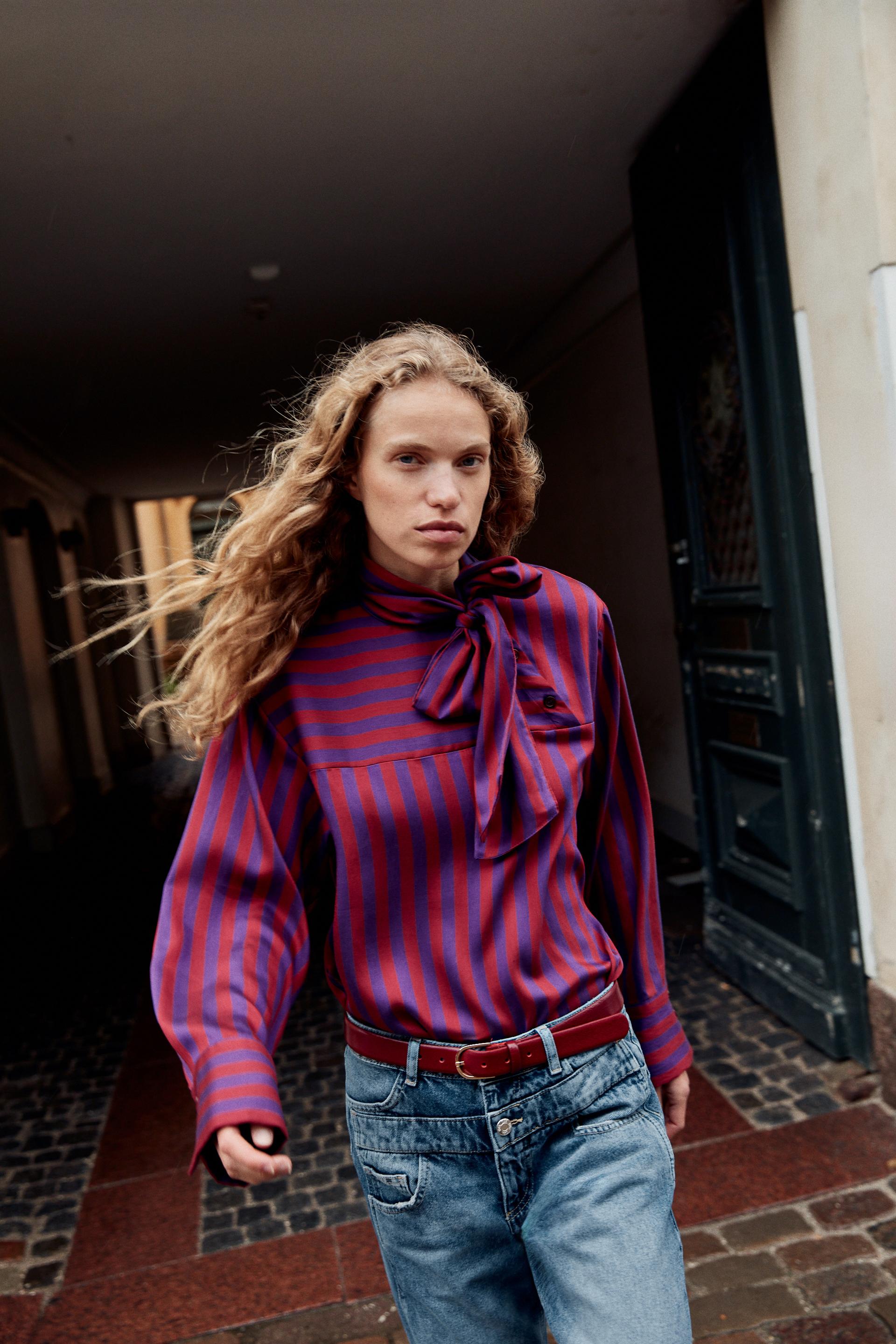 STRIPED BLOUSE WITH BOW